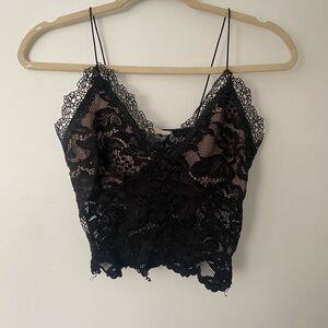 Black Lace Crop Tank